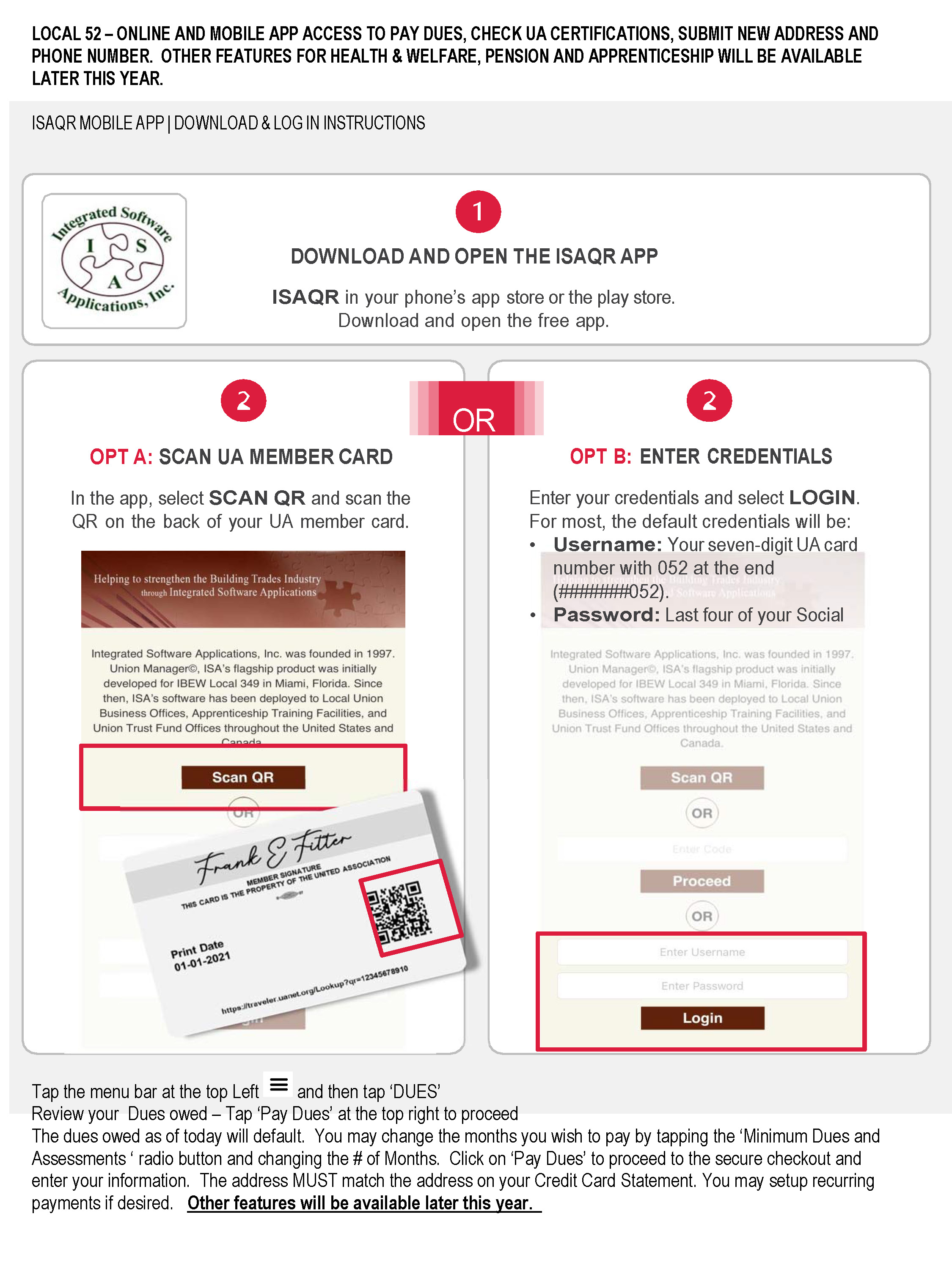 union manager app instructions for member